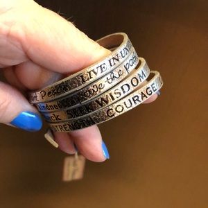 3/$35 NWT Good Works Inspirational Wrap Leather Bracelet. Silver